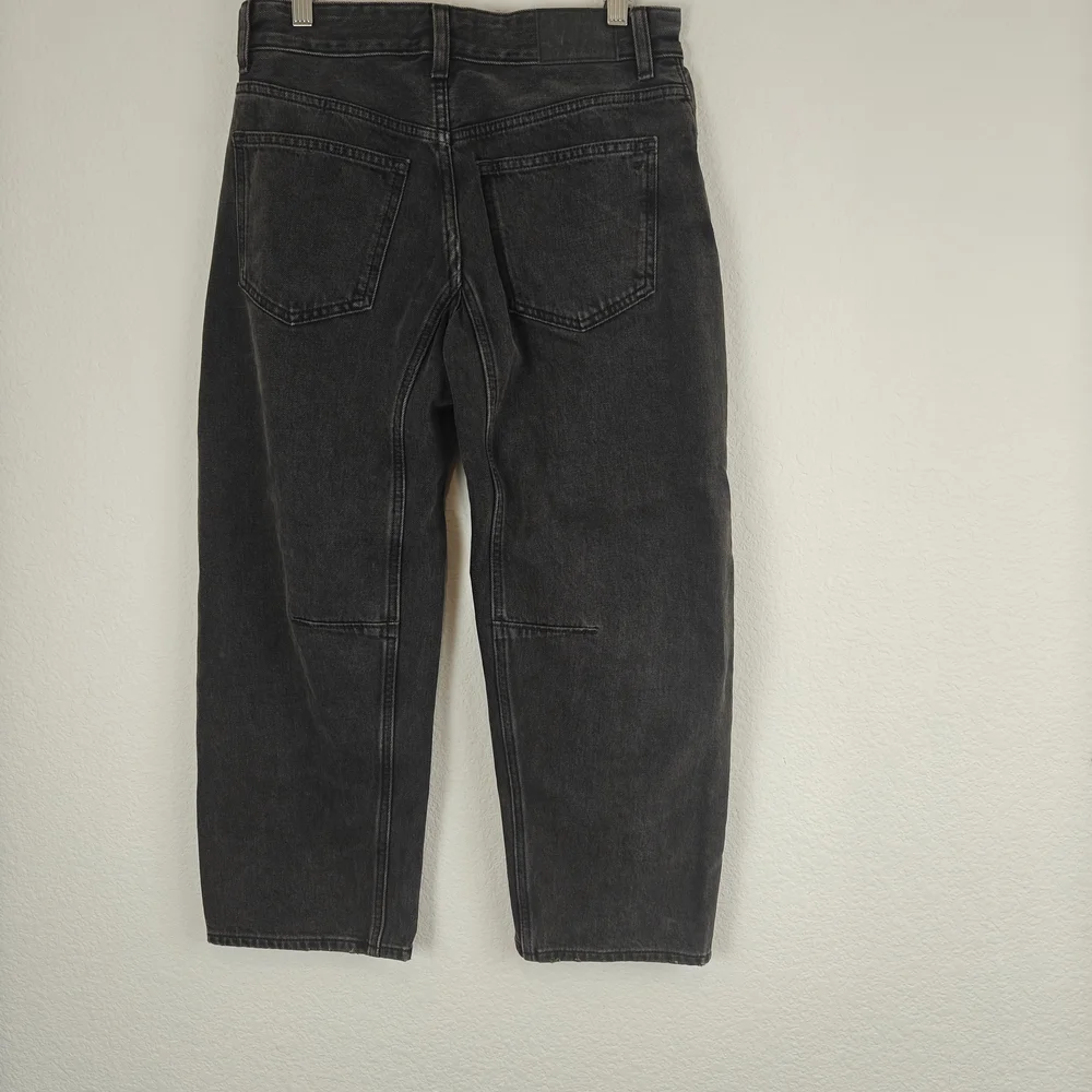 Madewell Darted Barrel Leg Jeans Olenda Wash Petite 24P | High Rise Black Denim - Picture 11 of 16